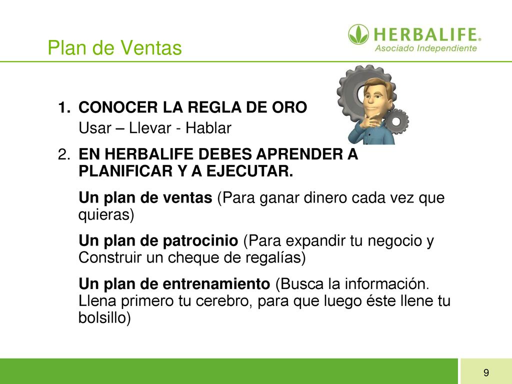 Plan de Ventas CONOCER LA REGLA DE ORO Usar – Llevar - Hablar