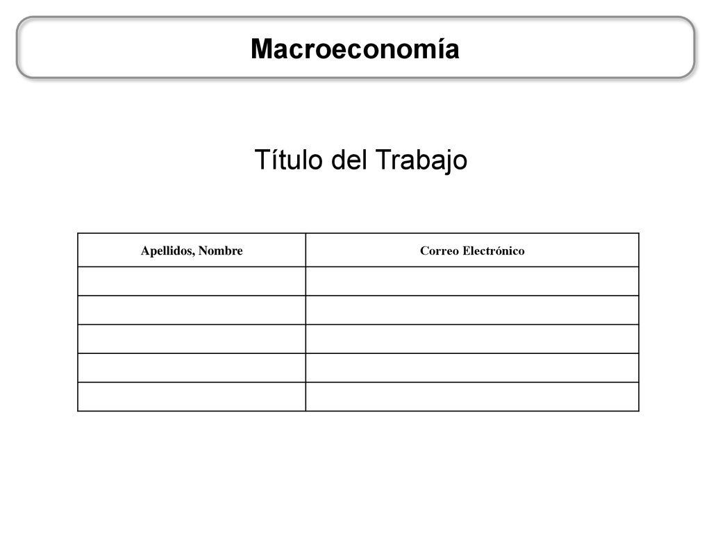 Macroeconomía Título del Trabajo Apellidos, Nombre Correo Electrónico