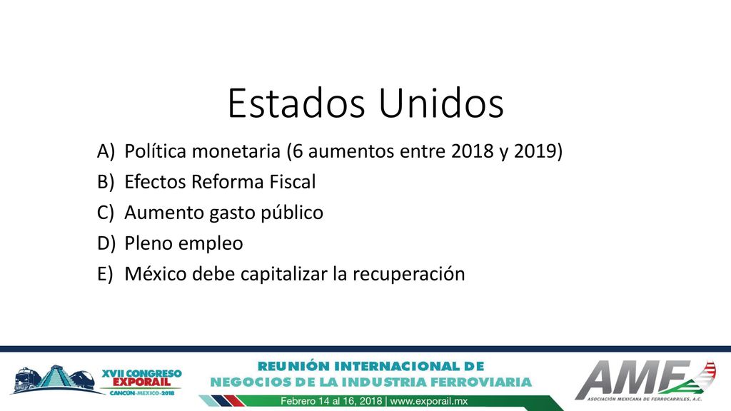 Estados Unidos Política monetaria (6 aumentos entre 2018 y 2019)
