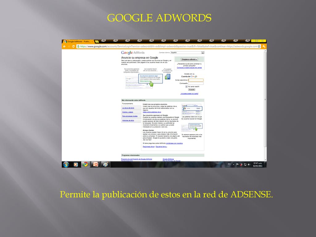 Permite la publicación de estos en la red de ADSENSE.