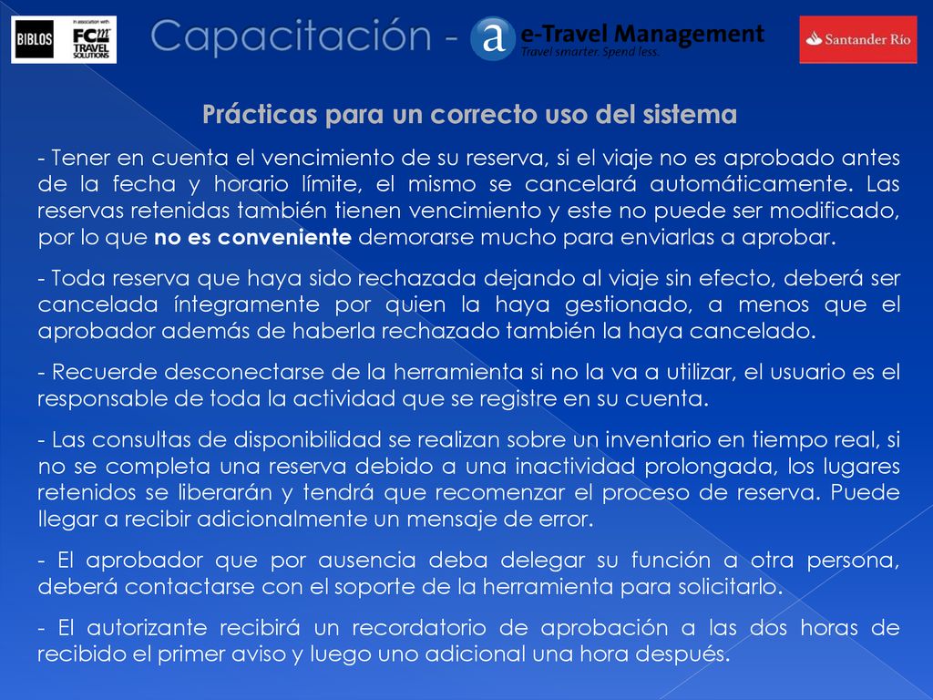Prácticas para un correcto uso del sistema