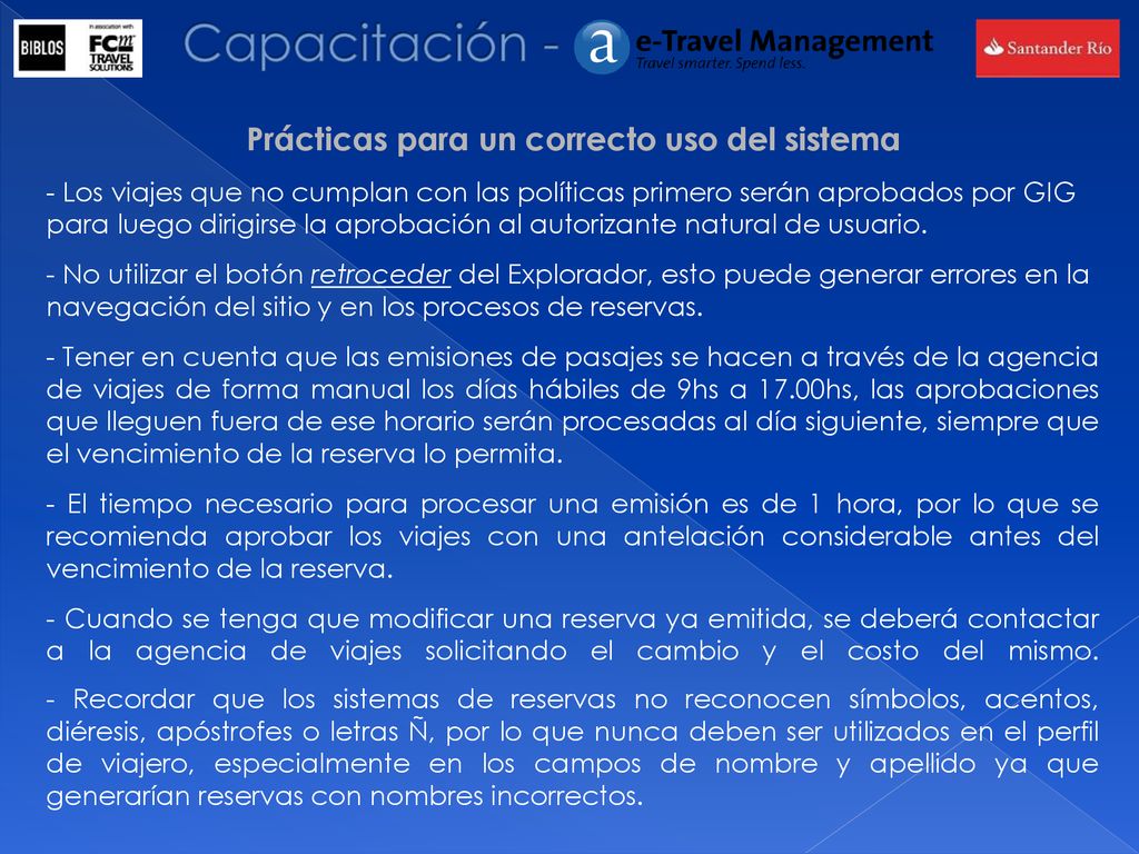 Prácticas para un correcto uso del sistema