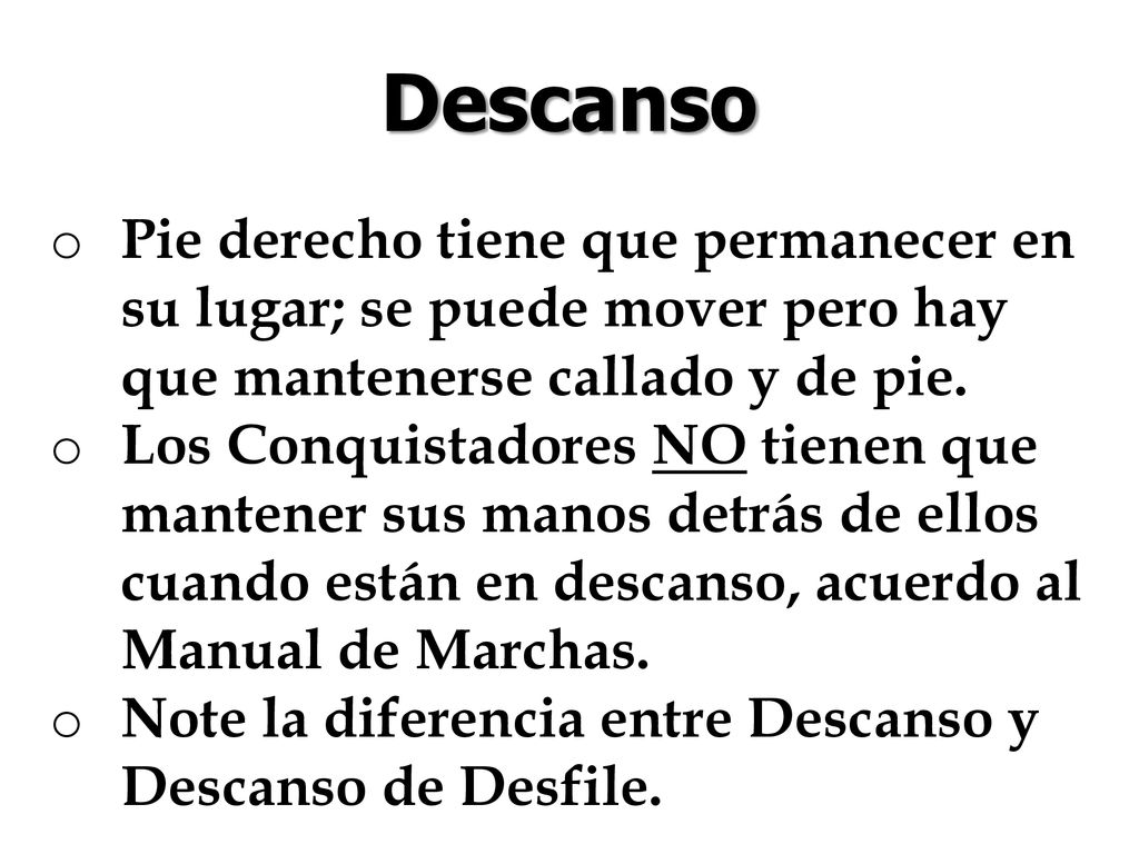 Descanso Pie derecho tiene que permanecer en su lugar; se puede mover pero hay que mantenerse callado y de pie.