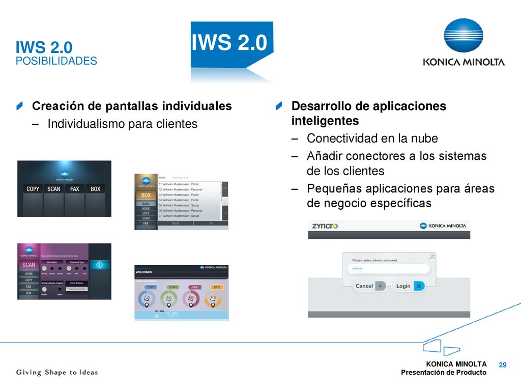 IWS 2.0 IWS 2.0 posibilidades Creación de pantallas individuales