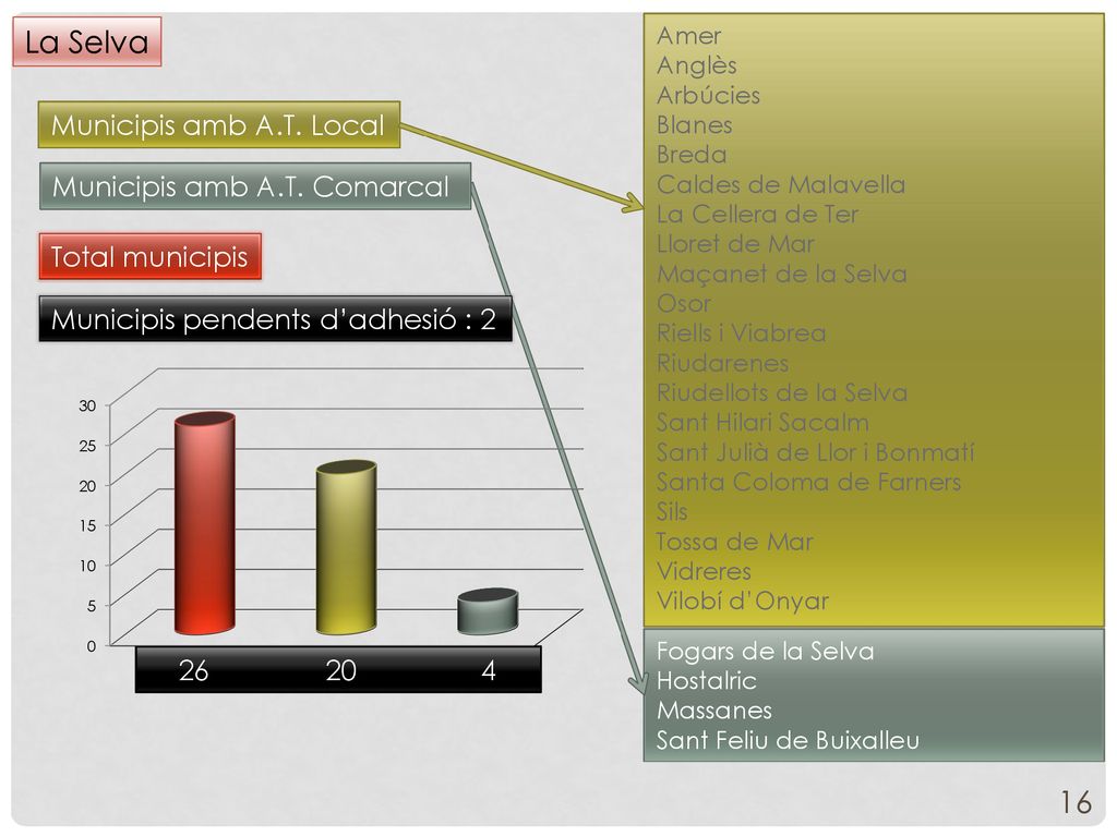 La Selva Municipis amb A.T. Local Municipis amb A.T. Comarcal
