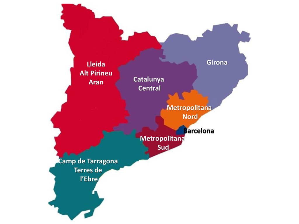 Lleida Alt Pirineu. Aran. Girona. Catalunya. Central. Metropolitana. Nord. Barcelona. Metropolitana.