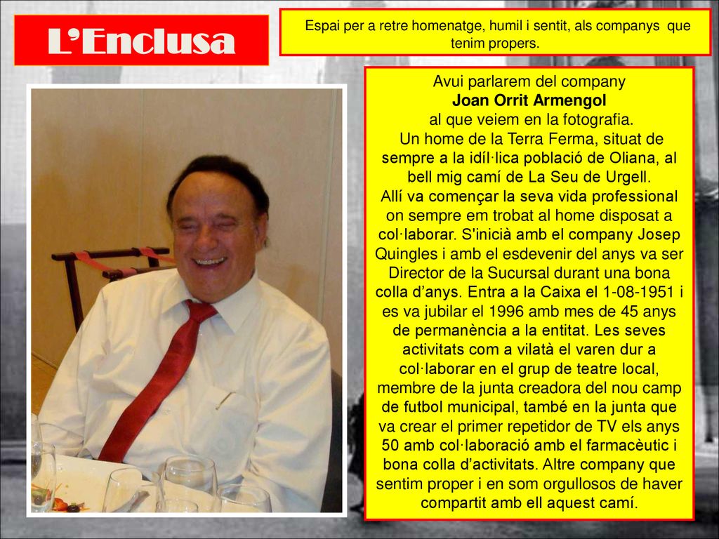 Espai per a retre homenatge, humil i sentit, als companys que tenim propers.