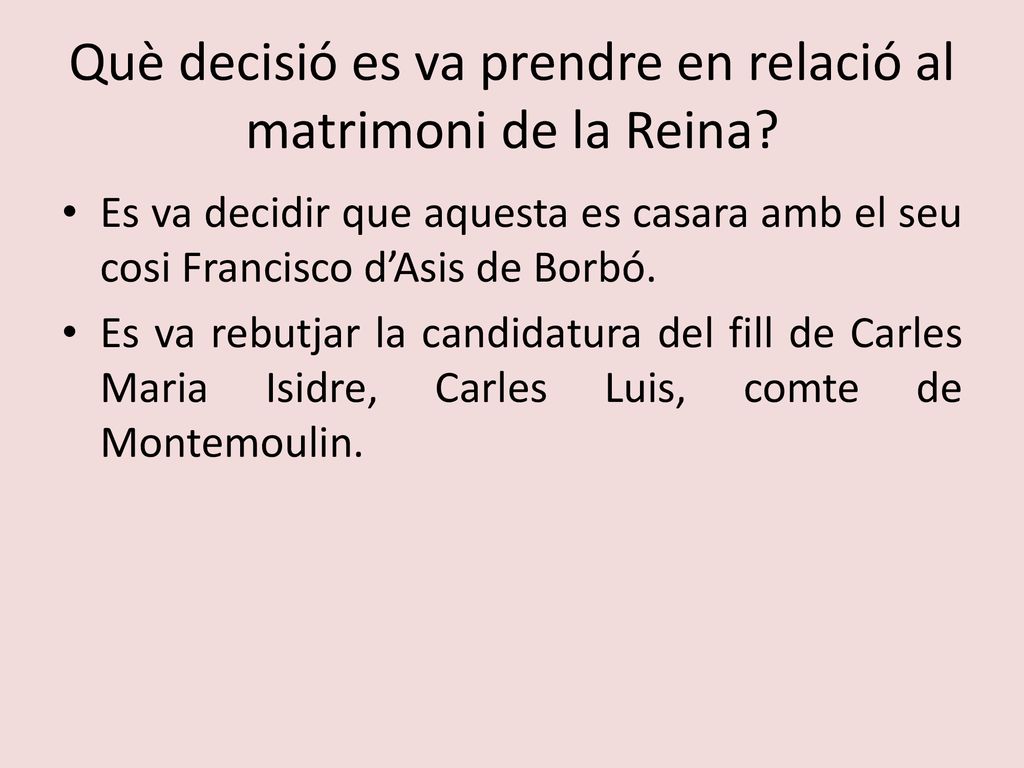 Què decisió es va prendre en relació al matrimoni de la Reina