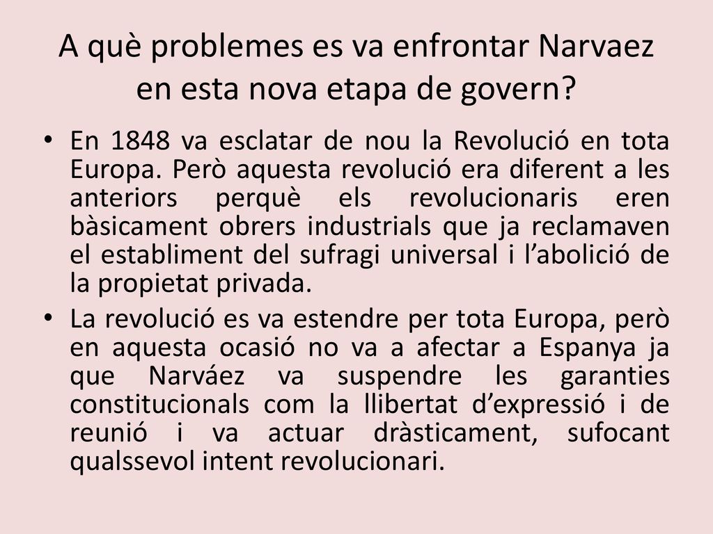 A què problemes es va enfrontar Narvaez en esta nova etapa de govern