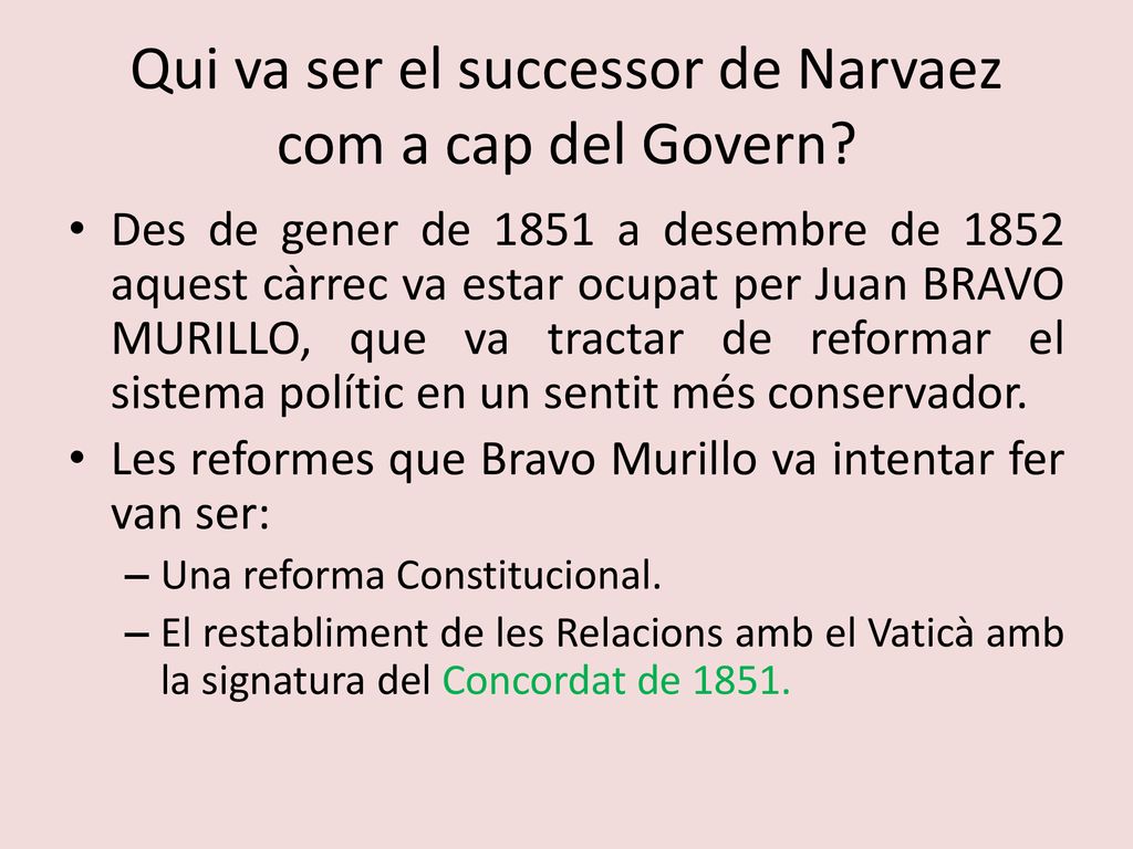 Qui va ser el successor de Narvaez com a cap del Govern