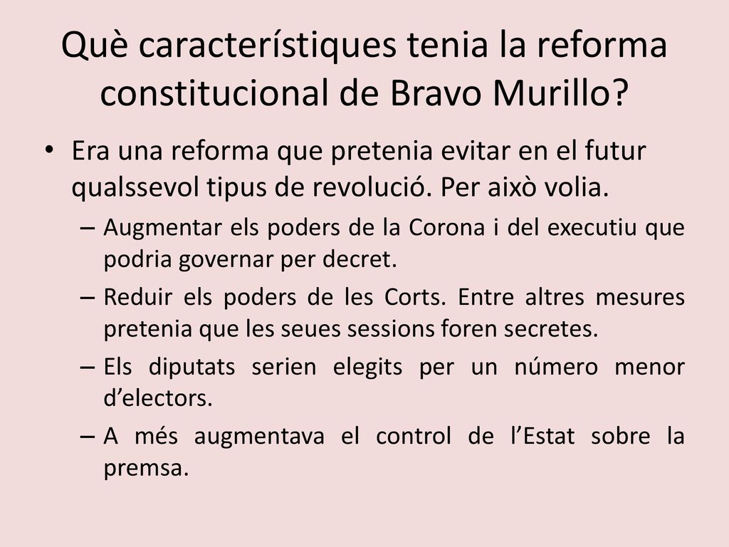 Què característiques tenia la reforma constitucional de Bravo Murillo