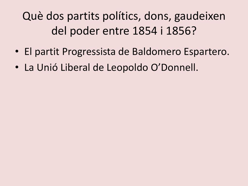 Què dos partits polítics, dons, gaudeixen del poder entre 1854 i 1856