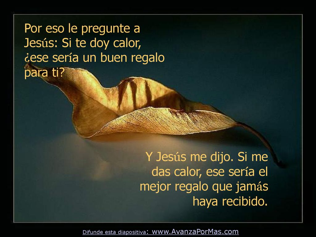 Por eso le pregunte a Jesús: Si te doy calor, ¿ese sería un buen regalo para ti