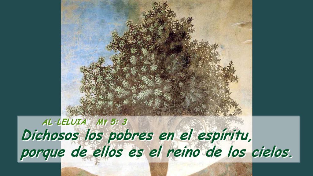AL·LELUIA Mt 5: 3 Dichosos los pobres en el espíritu, porque de ellos es el reino de los cielos.
