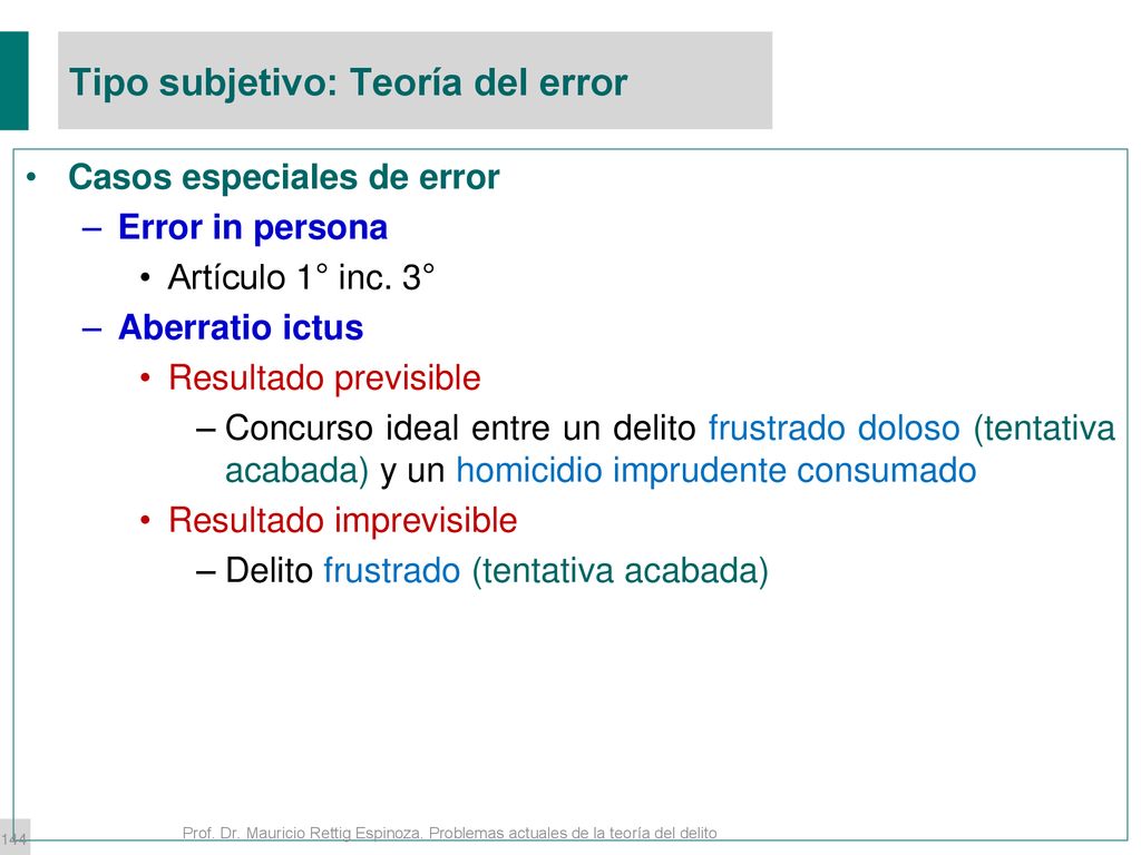 Tipo subjetivo: Teoría del error