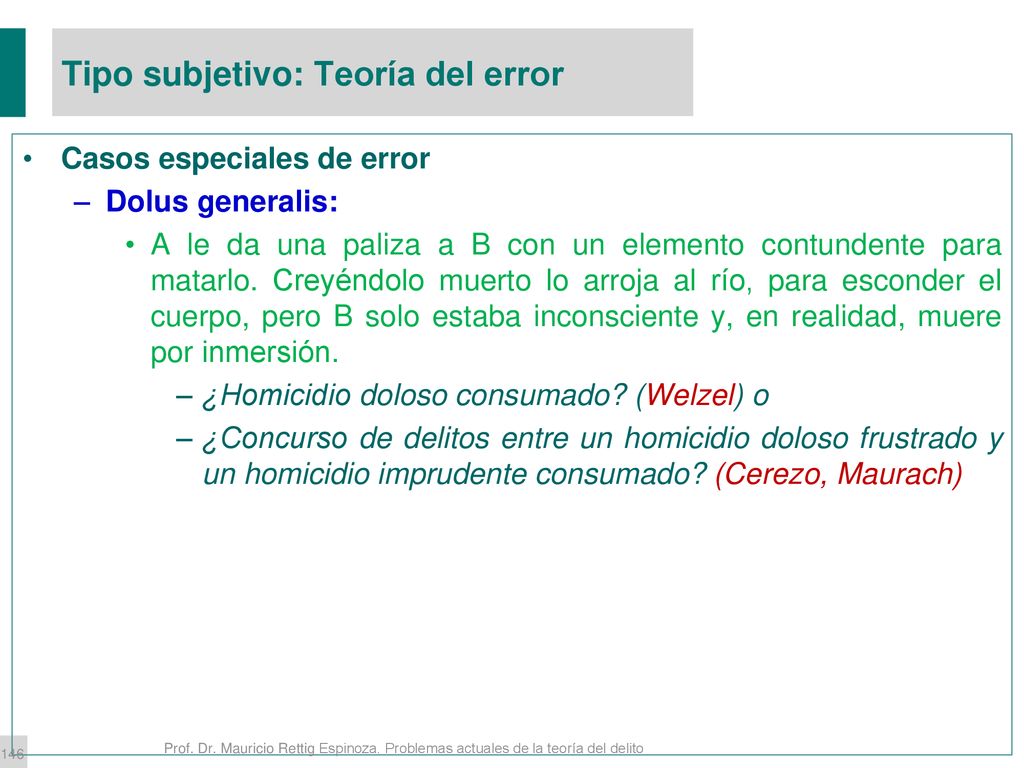 Tipo subjetivo: Teoría del error
