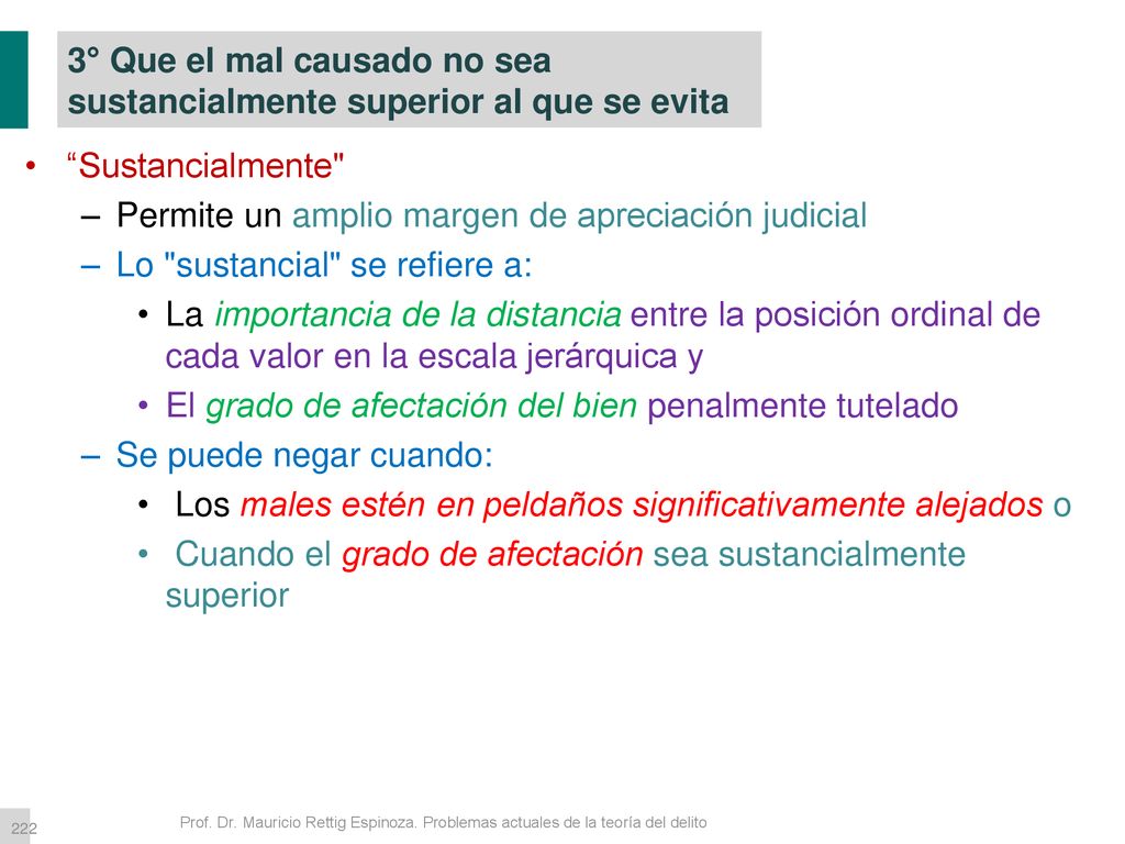 3° Que el mal causado no sea sustancialmente superior al que se evita