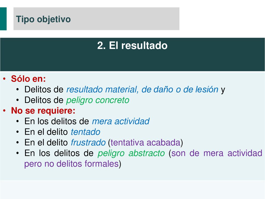 2. El resultado Tipo objetivo Sólo en: