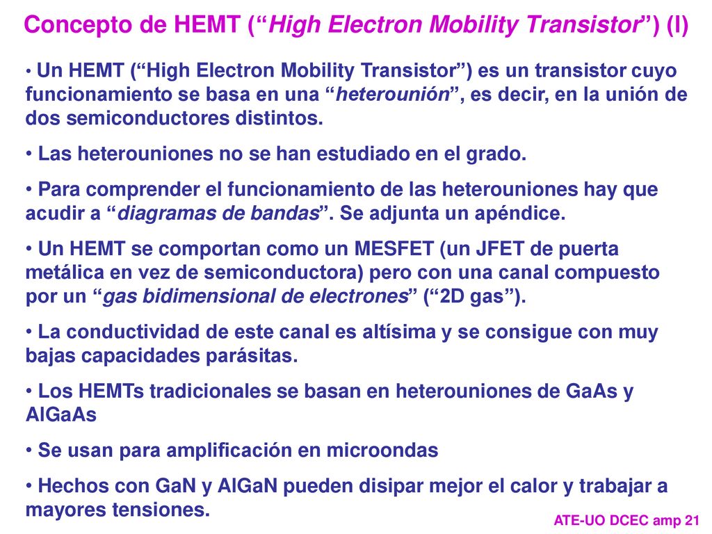 Concepto de HEMT ( High Electron Mobility Transistor ) (I)