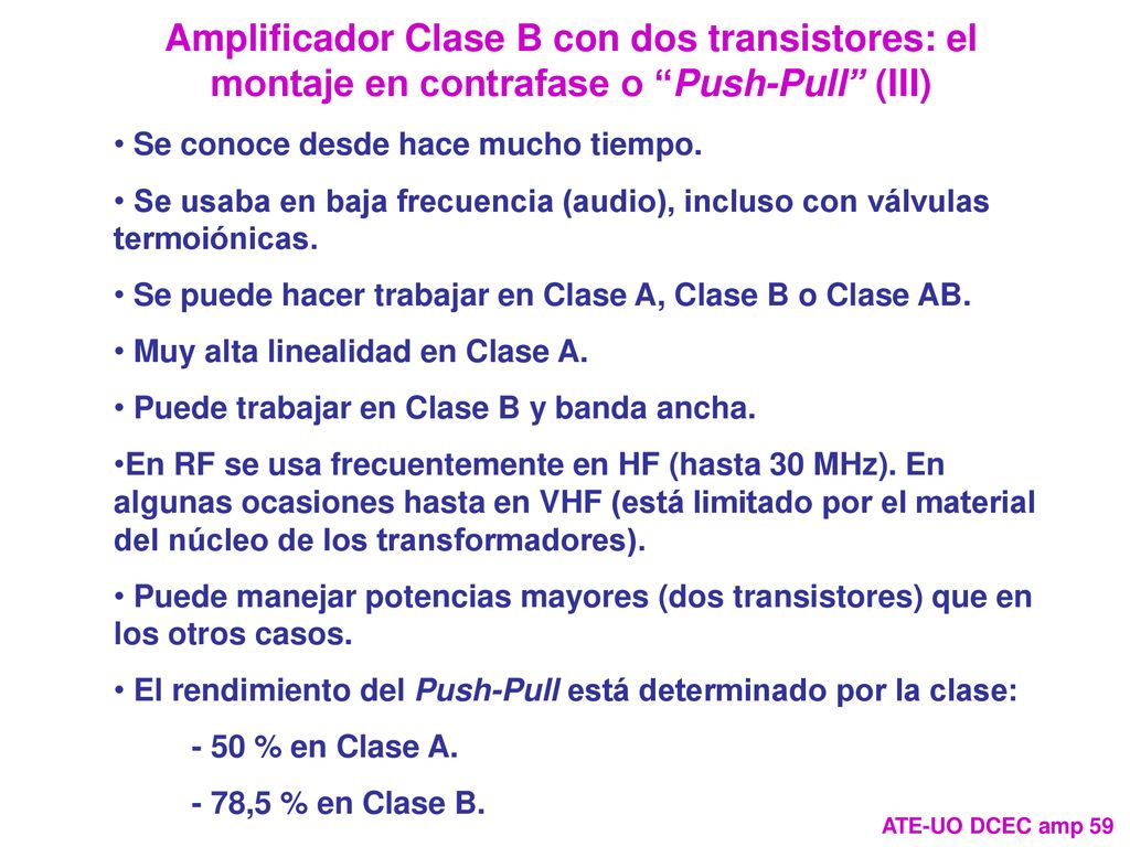 Amplificador Clase B con dos transistores: el montaje en contrafase o Push-Pull (III)