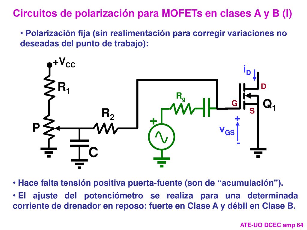 Circuitos de polarización para MOFETs en clases A y B (I)