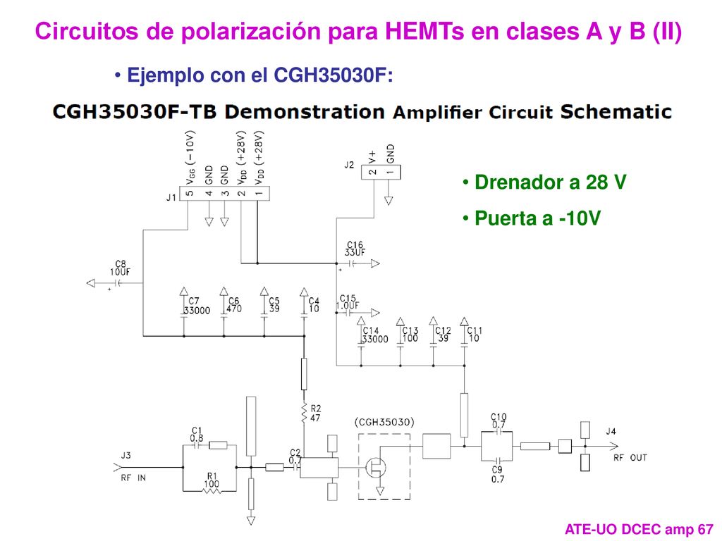 Circuitos de polarización para HEMTs en clases A y B (II)