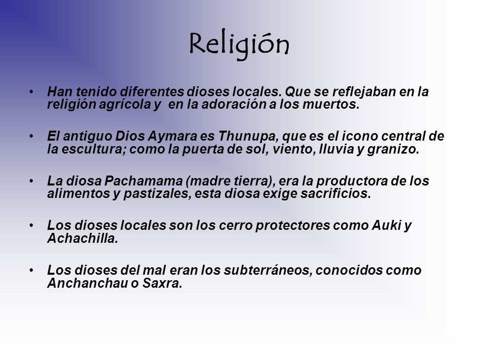 Religión Han tenido diferentes dioses locales. Que se reflejaban en la religión agrícola y en la adoración a los muertos.
