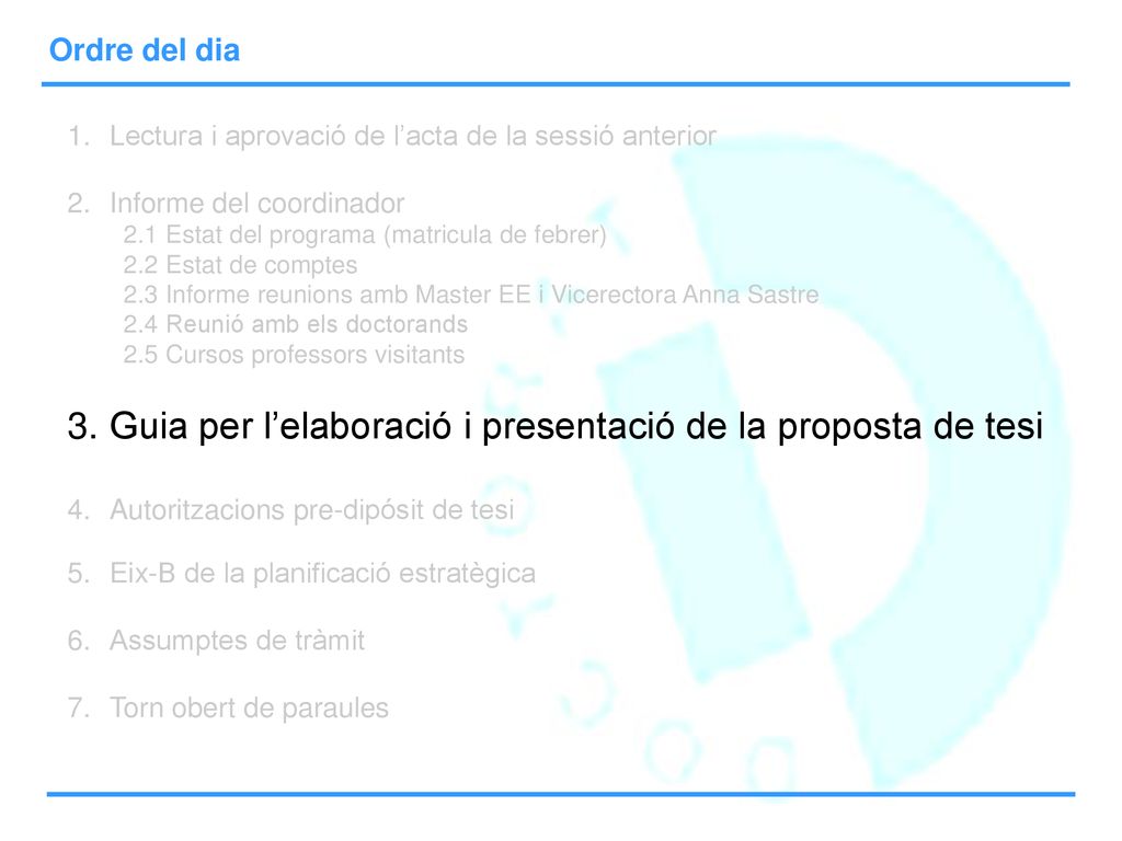 Guia per l’elaboració i presentació de la proposta de tesi