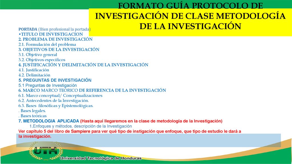 FORMATO GUÍA PROTOCOLO DE INVESTIGACIÓN DE CLASE METODOLOGÍA DE LA INVESTIGACIÓN