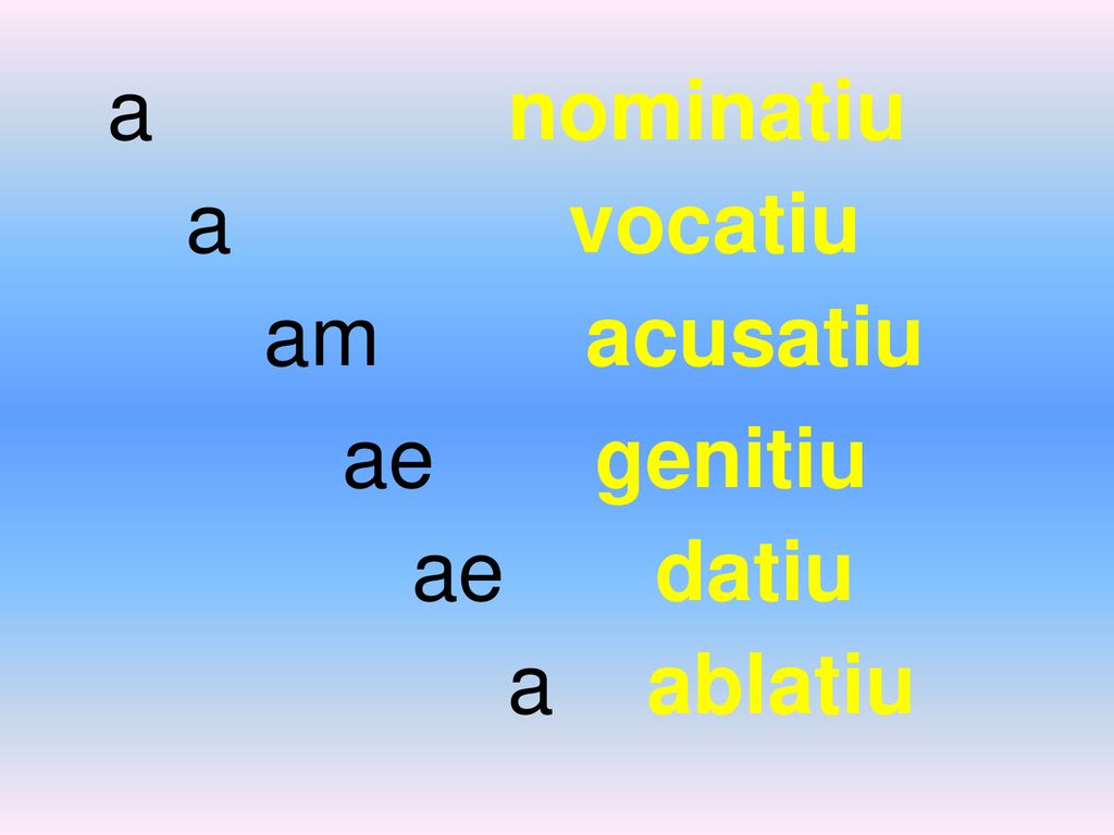 a nominatiu a vocatiu am acusatiu ae genitiu ae datiu a ablatiu