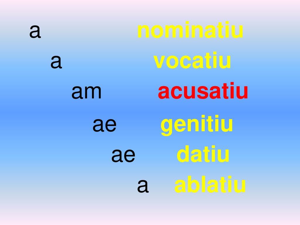 a nominatiu a vocatiu am acusatiu ae genitiu ae datiu a ablatiu