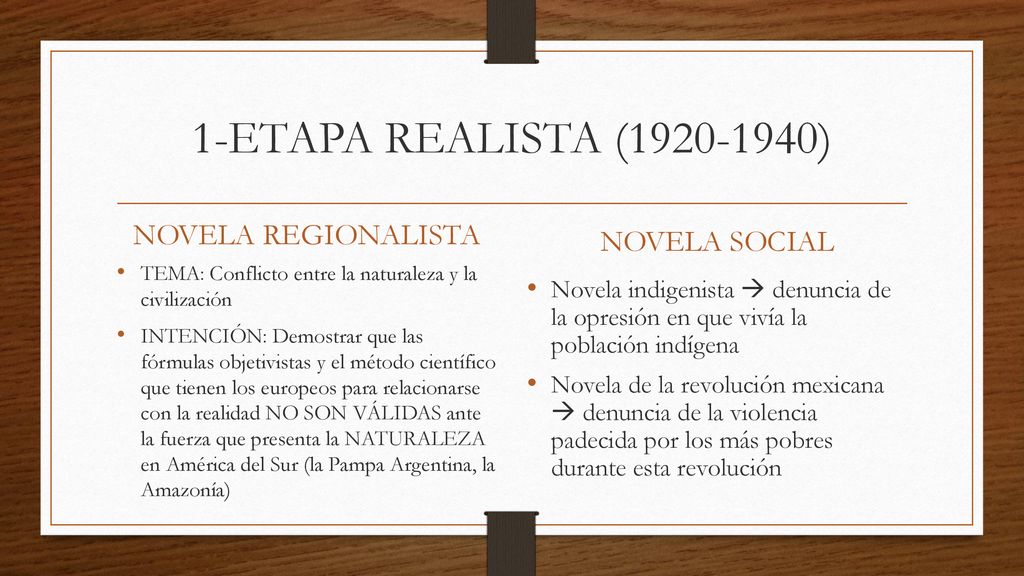1-ETAPA REALISTA ( ) NOVELA REGIONALISTA NOVELA SOCIAL