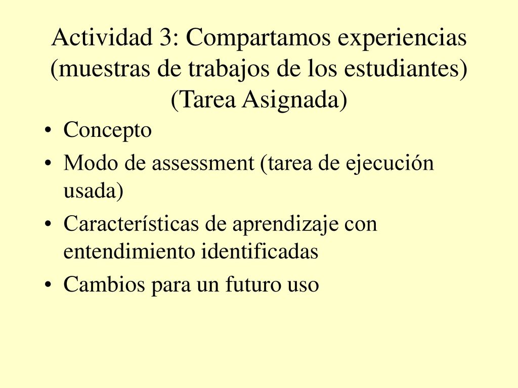 Actividad 3: Compartamos experiencias (muestras de trabajos de los estudiantes) (Tarea Asignada)