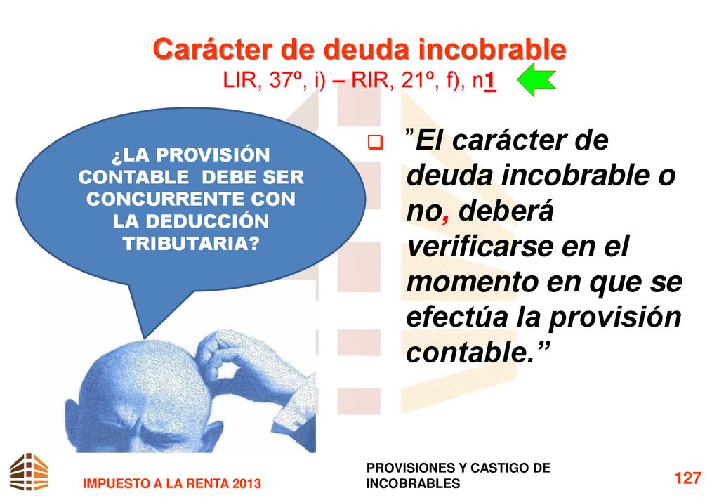 Carácter de deuda incobrable LIR, 37º, i) – RIR, 21º, f), n1