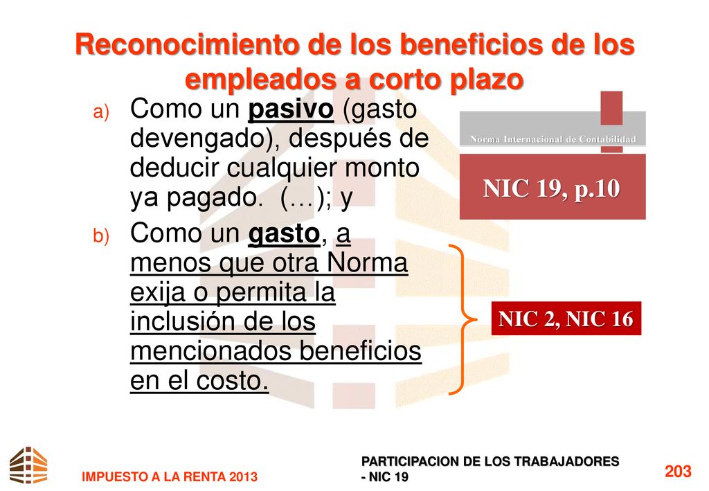 Reconocimiento de los beneficios de los empleados a corto plazo