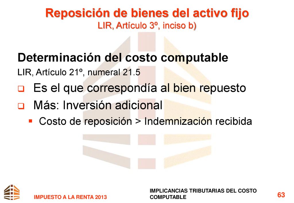Reposición de bienes del activo fijo LIR, Artículo 3º, inciso b)