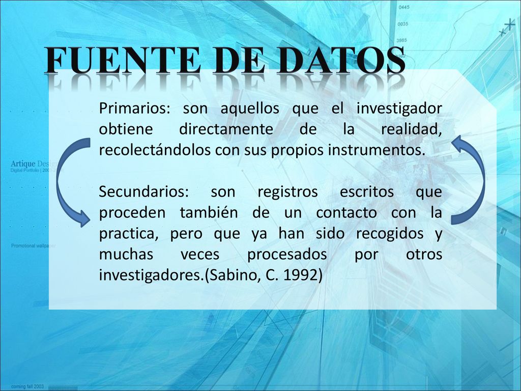 Fuente de datos Primarios: son aquellos que el investigador obtiene directamente de la realidad, recolectándolos con sus propios instrumentos.
