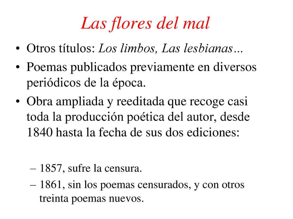 Las flores del mal Otros títulos: Los limbos, Las lesbianas…
