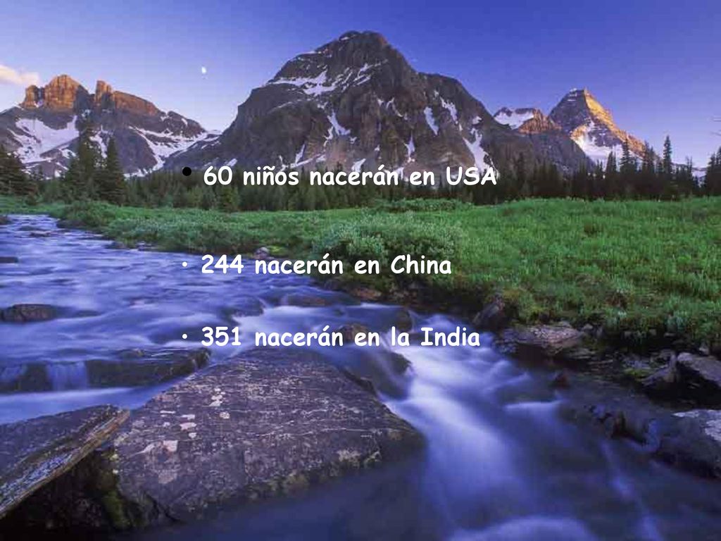 60 niños nacerán en USA 244 nacerán en China 351 nacerán en la India