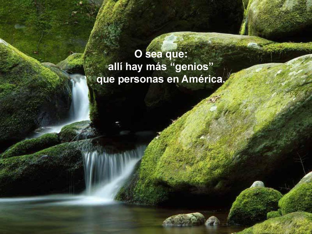 O sea que: allí hay más genios que personas en América.