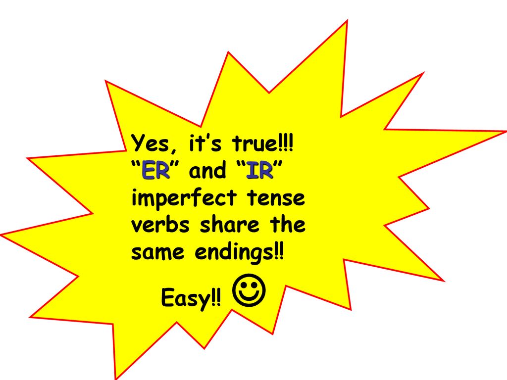 Yes, it’s true!!! ER and IR imperfect tense verbs share the same endings!!