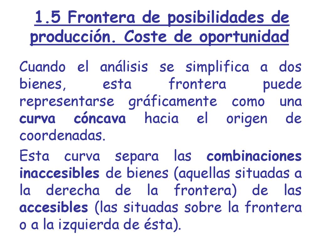 1.5 Frontera de posibilidades de producción. Coste de oportunidad