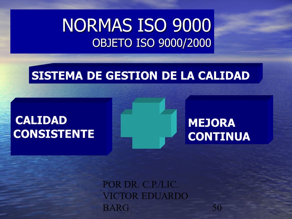 NORMAS ISO 9000 OBJETO ISO 9000/2000 SISTEMA DE GESTION DE LA CALIDAD