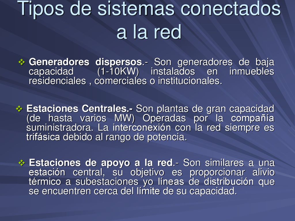 Tipos de sistemas conectados a la red
