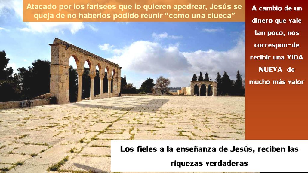 Los fieles a la enseñanza de Jesús, reciben las riquezas verdaderas