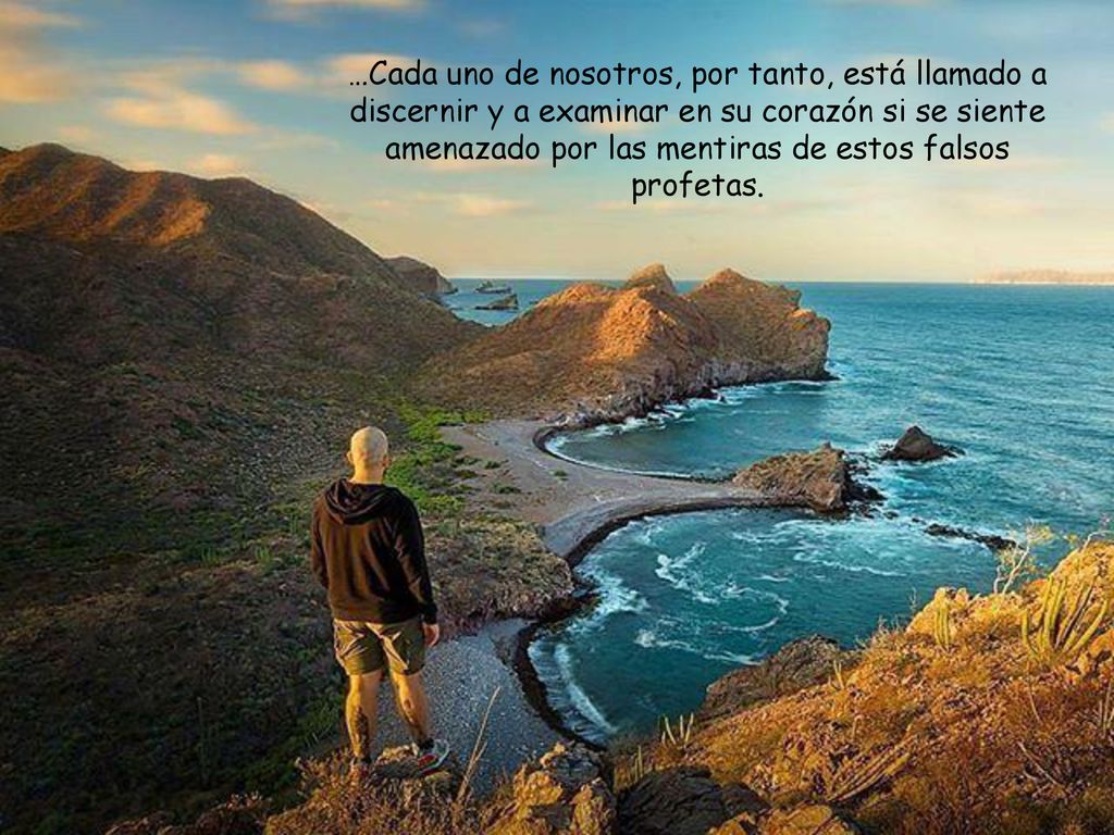 …Cada uno de nosotros, por tanto, está llamado a discernir y a examinar en su corazón si se siente amenazado por las mentiras de estos falsos profetas.