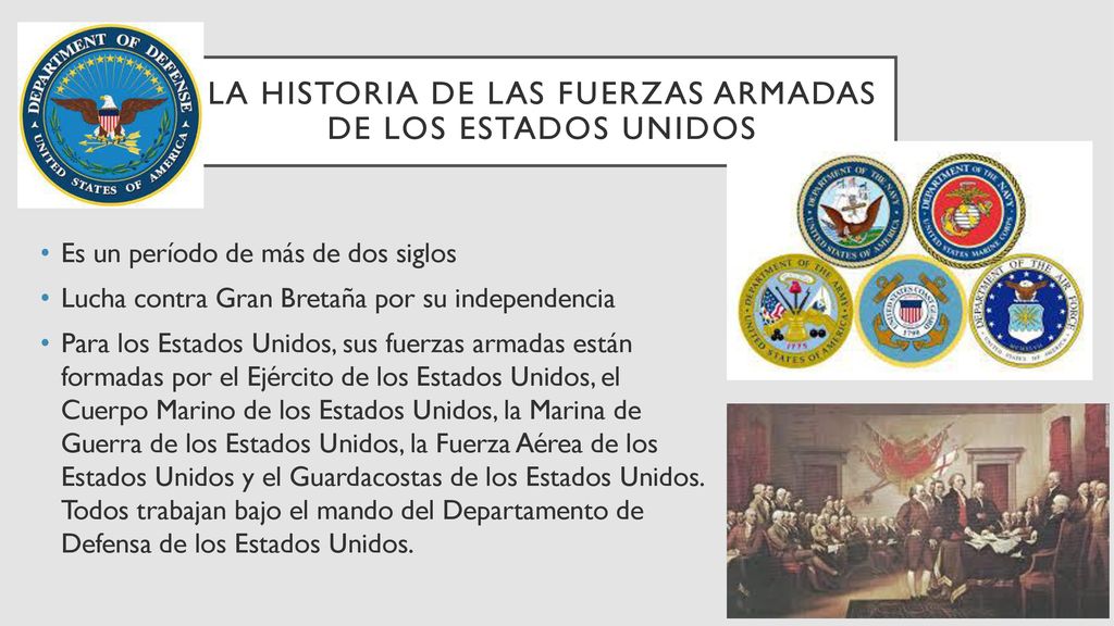 La historia de las fuerzas armadas de los estados unidos