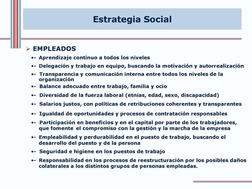 Estrategia Social EMPLEADOS - Aprendizaje continuo a todos los niveles