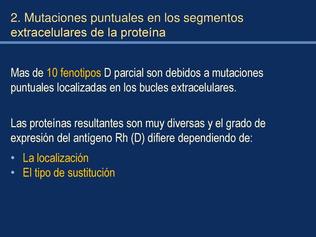 2. Mutaciones puntuales en los segmentos extracelulares de la proteína