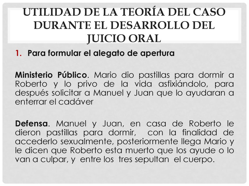 Utilidad de la Teoría del Caso durante el Desarrollo del Juicio Oral